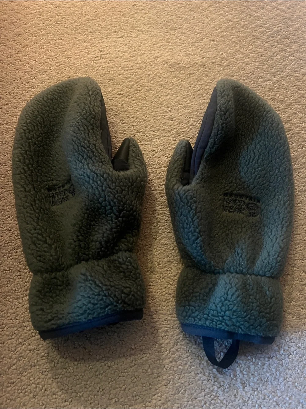 The North Face dark green fleece mittens